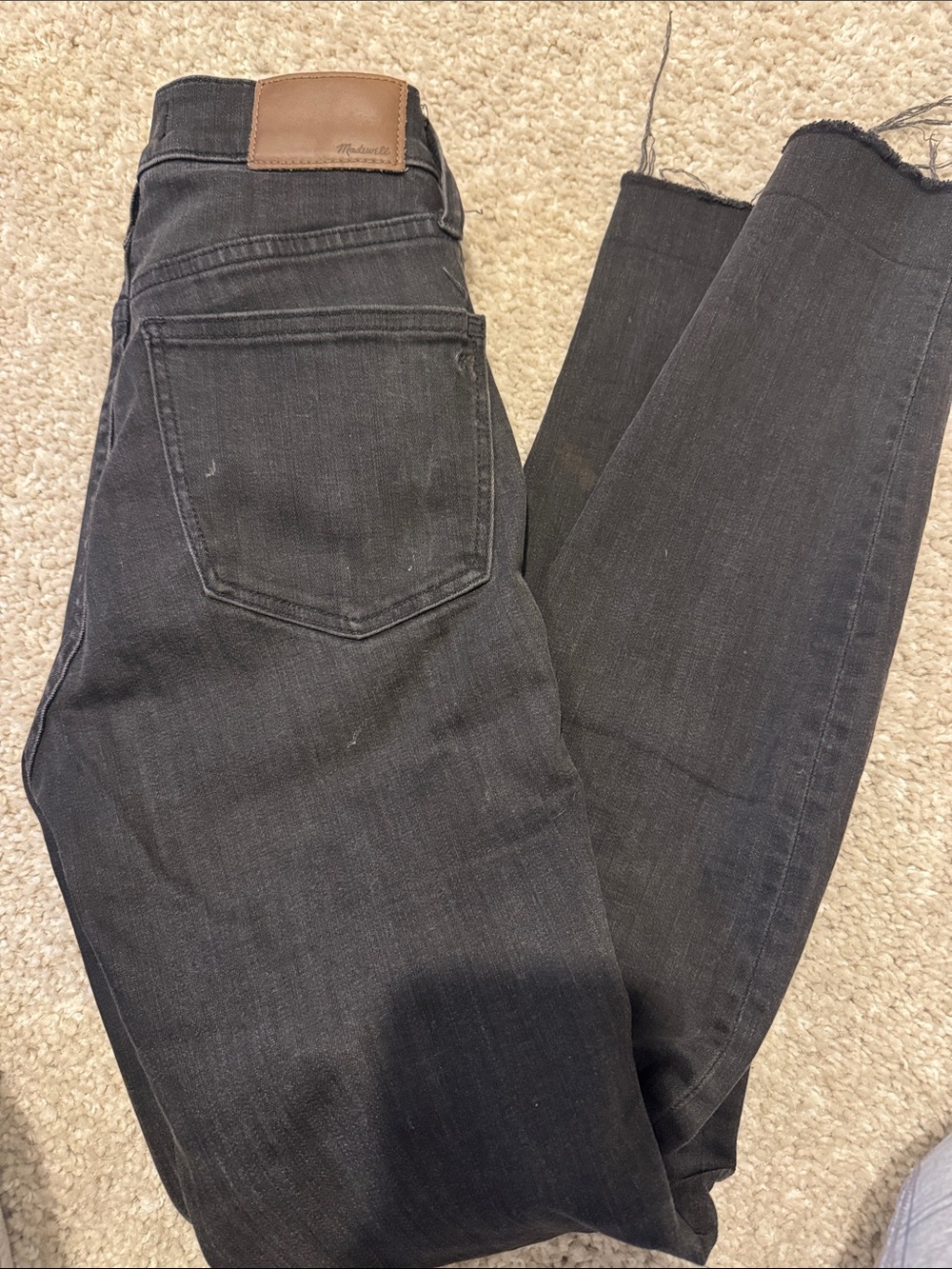 Madewell Skinny Jeans in Washed Black with Leather Patch